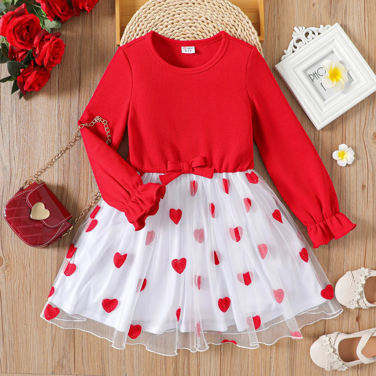 Toddler Girl Floral Print Button Design Flutter-sleeve Dress